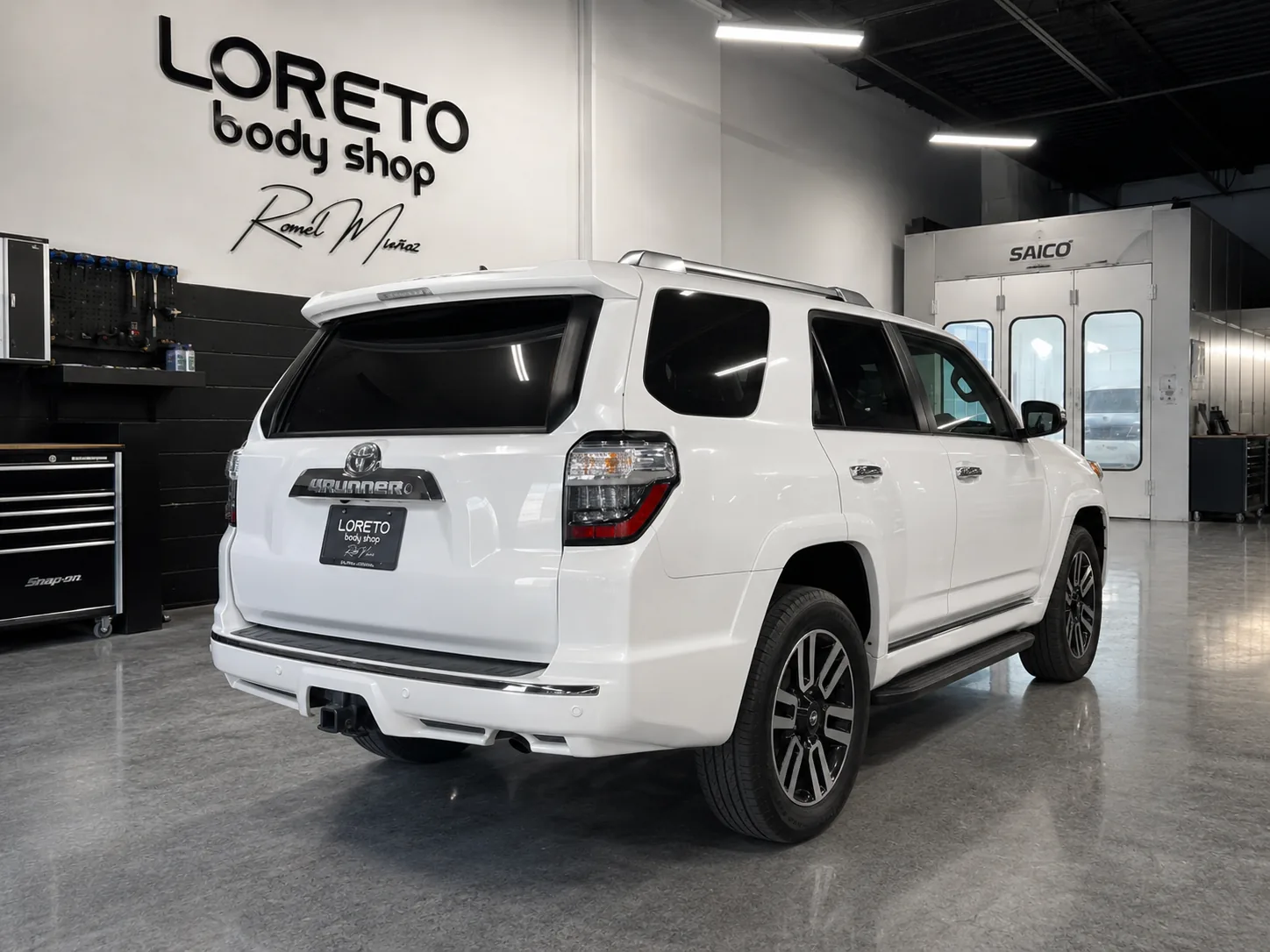 White Toyota 4Runner SUV completed at Loreto Body Shop